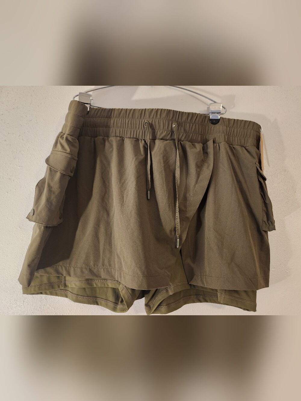 NWT POPFLEX 3x Hiking Superskort™ Dark Olive Cargo Athletic Skort